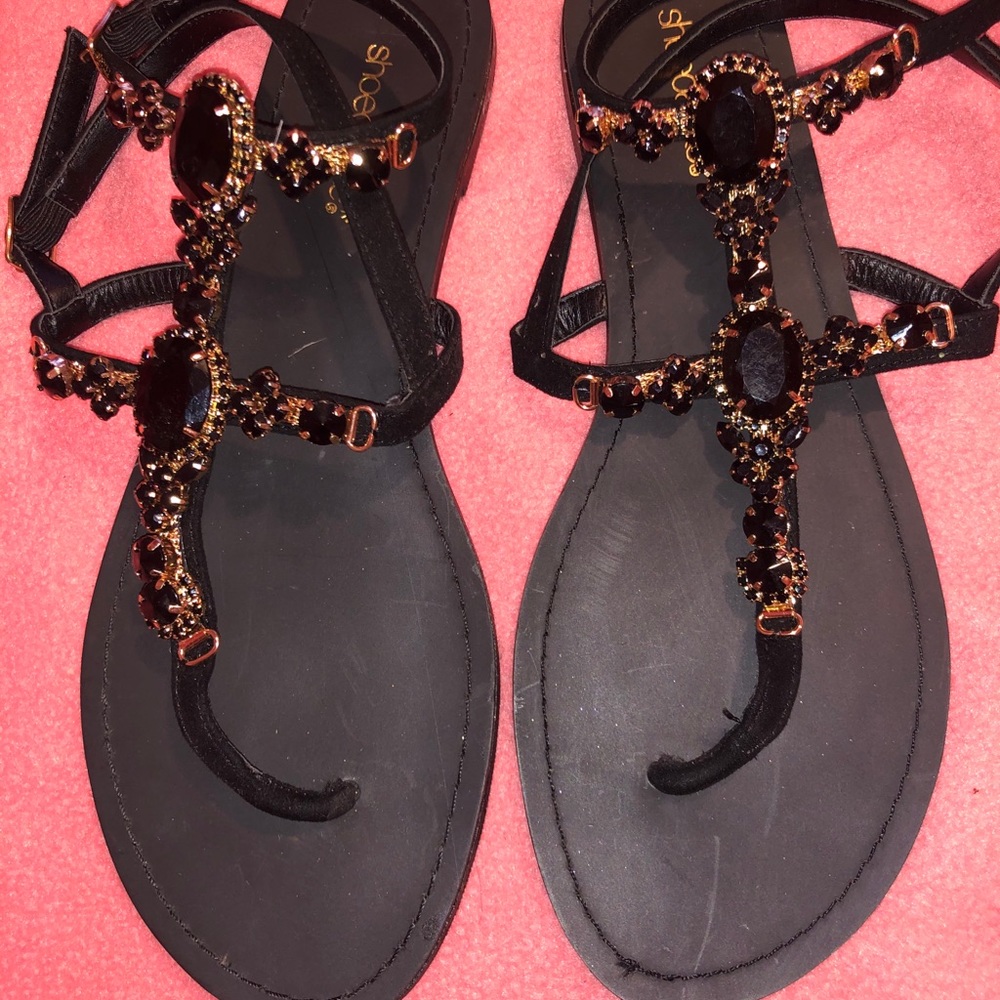 Shoe dazzle straps rhinestone Sandle in black